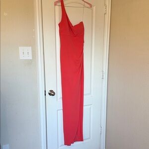 Elegant Coral One-Shoulder Dress